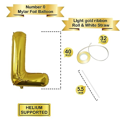 Image of Letter Balloons Gold Party Balloon - 40 Inch Large Gold Letter L Balloon, Letter Balloon Birthday Decorations, Balloon for Women Men Anniversary Party Decorations Supplies