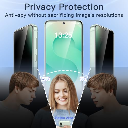 Image of JETech Privacy Tempered Glass Screen Protector Guard for Samsung Galaxy S25+ / S25 Plus 5G with Camera Lens Protector, Anti-Spy, Fingerprint ID Compatible, 2-Pack Each