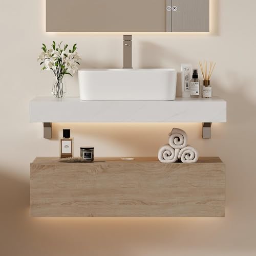 homary 35" Floating Bathroom Vanity with Sink, Wall Mounted Bathroom