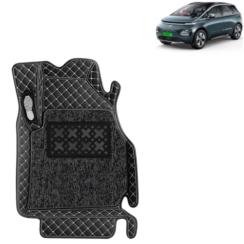 Image of KINGSWAY Accessories Premium 7D Car Foot Mats Only Compatible with Morris Garages (MG) Windsor EV (Year 2024 Onwards) All Model, Set of 3 Pcs, 100% Waterproof Luxury 7D Car Floor Mats, Classic Black