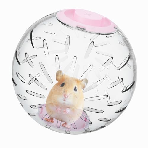 Hamster Exercise Ball Clear Plastic with pink lid Running Ball for Small Pets (Large)