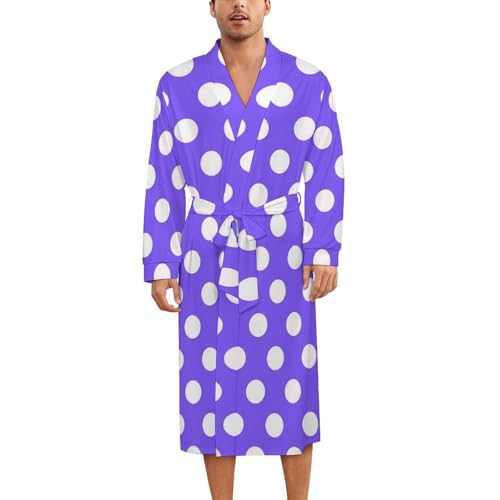 Peignoir kimono léger et respirant violet à pois pour homme et femme avec ceinture