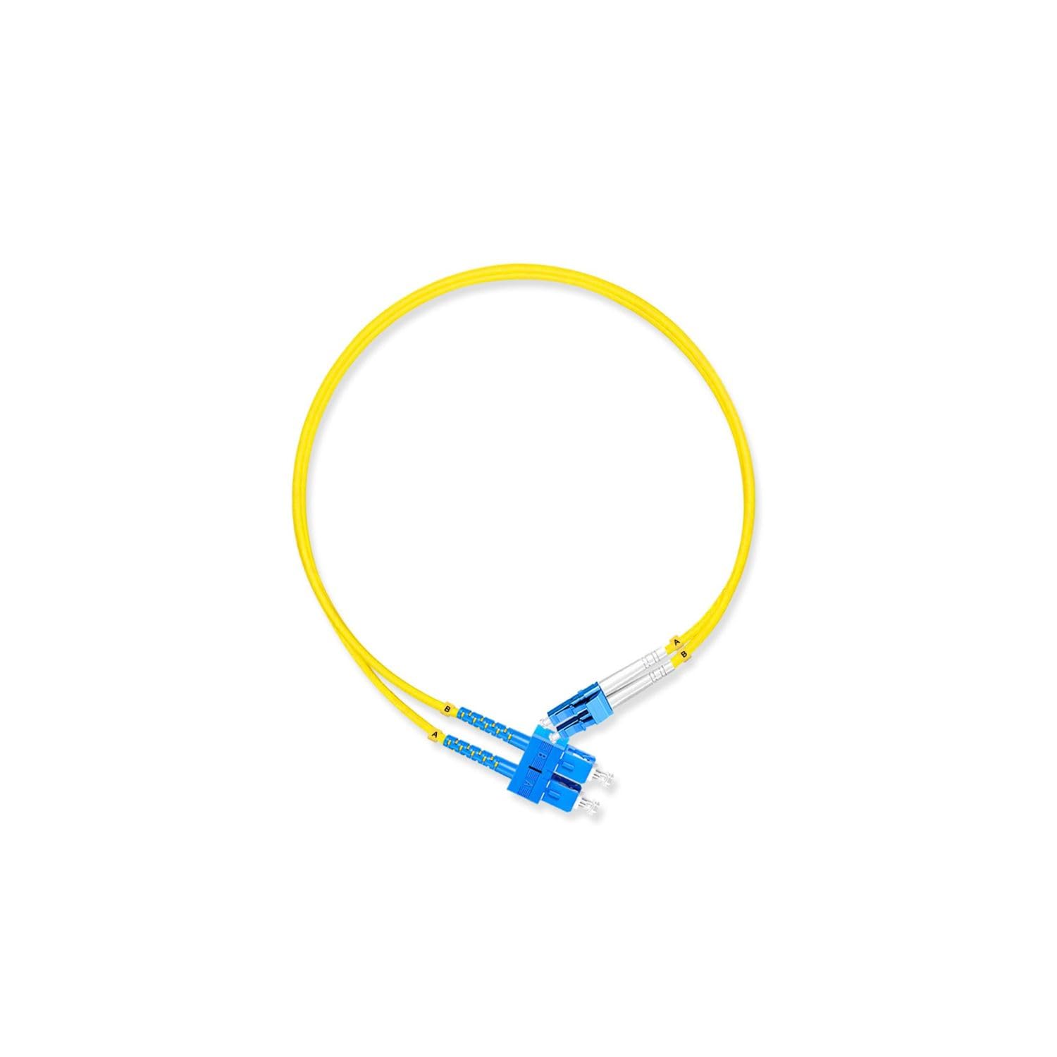LC to SC Duplex 9/125 Single-Mode Fiber Optic Cable Jumper Optical Patch Cord LC-SC (0.5Meter)