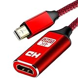 4K Mini DisplayPort to HDMI Adapter, Capshi Thunderbolt to HDMI Adapter [Smart,Aluminum Shell] Mini DisplayPort to HDMI for MacBook air/Pro,Surface Pro/Dock/Book, Monitor, HDTV,Projector, More - Red