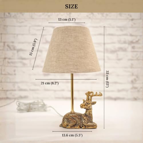 Image of BEHOMA Luxury Deer Figurine Table Lamp Set, Antique Gold - Set of 2 | Luxury Aluminium Deer table lamp in Antique Gold - as an accent lighting piece for living room - great wedding gift