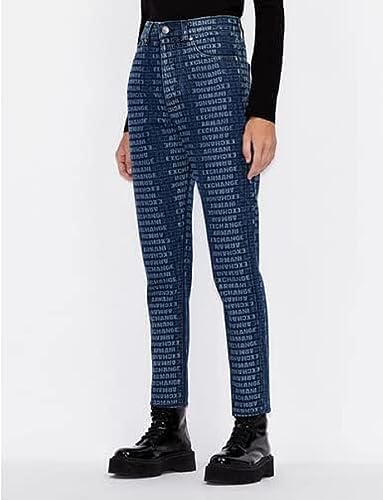 A | X ARMANI EXCHANGE Women's Straight Jeans, Indigo Logo Denim, 30R3