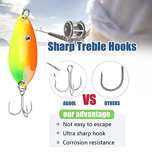 Fishing Spoon Metal Fishing Lure Kit - 30Pcs Colorful Hard Fishing Spinner Baits, Metal Spoon With Treble Hooks Salmon Bass For Saltwater Freshwater Fishing #TOP4