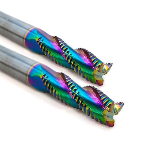 WEXWE Tools Carbide Roughing End Mill Square Carbide End Mills for Aluminum Cutting, 3 Flute 4mm Shank (D4-50L 3F 2PCS)