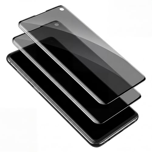 2 Pack Privacy Screen Protector for Samsung Galaxy S10 [Anti-Spy Tempered Glass] [Fingerprint Unlock Support] Anti-Scratch Bubble-Free Easy Install 9H Protective Glass for Galaxy S10 (6.1 Inch)