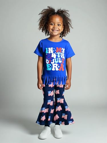 Image of Unique Baby 2 Piece Girls Bell Bottom Leggings Outfit with Short Sleeved Shirt Kid and Toddler Clothes Set