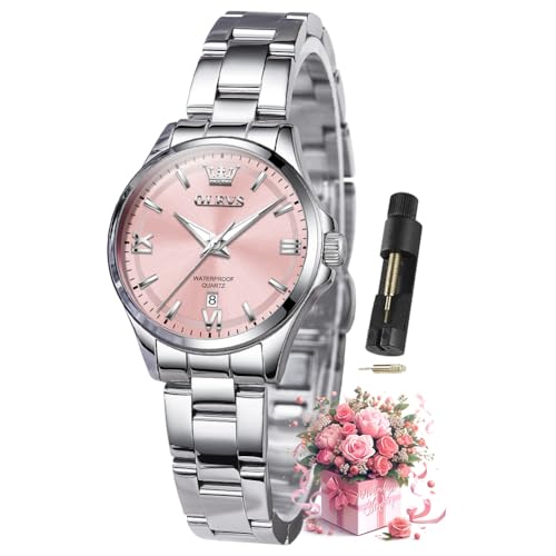 Image of OLEVS Watches for Women Luxury Elegant Stainless Steel Waterproof Luminous Diamond Women's Fashion Watch Ladies Watches for Small Wrists