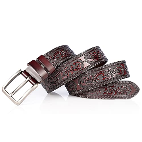 Ceinture en cuir pour homme embossé floral : l'élégance d'une boucle ardillon amovible