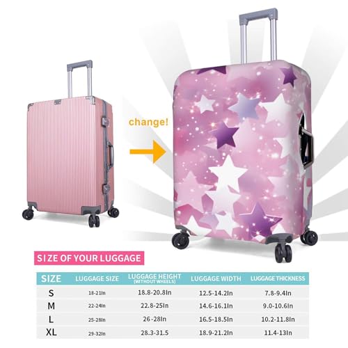 Pink Star Luggage Cover Washable Suitcase Cover Anti-Scratch Luggage Protector Covers Elastic Luggage Identify for Suitcase M fits 22-24 Inch Luggage2