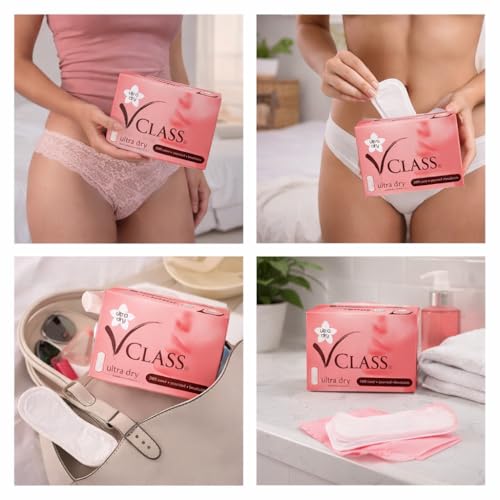 Image of VClass UltraDry Sanitary Panty Liners, White, Unscented, 20 Count