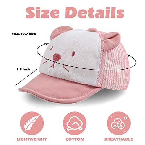Baby Summer Mesh Hat Cute Sun Cap For Boys Girls Breathable Toddler Hat With Bear Ears (Pink) #TOP5