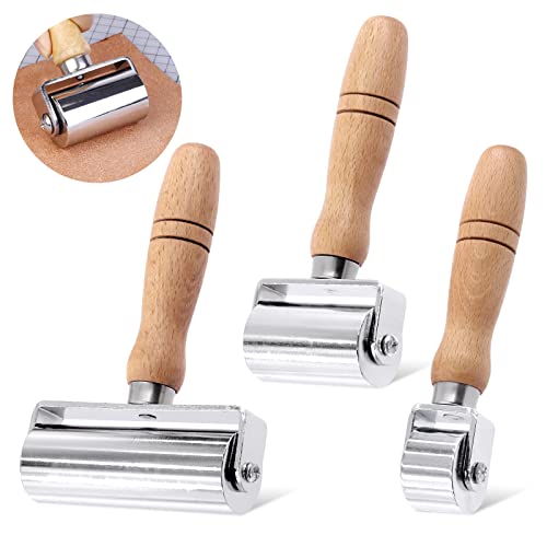 Glarks 3Pcs 26mm 60mm 100mm Leather Press Edge Rollers Leather Edge Creaser and Smoother for Leather Glue Laminating, Quilting, Platen Tools