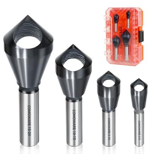 COMOWARE 4pcs TiAIN Coated Chamfer Tool Set