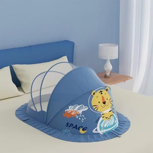 Image of Mosquito Net for Baby (Navy Blue) | Tiger Print | Breathable Bottomless Net for Infants | Comfortable & Easy to Use | 135 x 65 x 65 cm