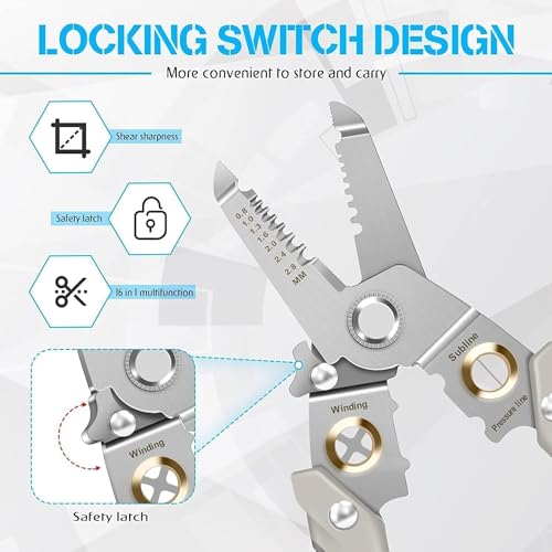 Image of Voroly All in 1 Multifunction Stainless Steel Wire Stripper /Wire Crimping Tool, Wire Cutter, Wire Crimper, Cable Stripper, Wiring Tools and Multi-Function Hand Tool (WIRE STRIPPER)