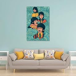 LUISAS Poster décoratif sur toile avec groupe de rock vintage The Beatles – 30 x 45 cm - Les Beatles, Paul McCartney, John Lennon, RIngo Starr, George Harrison LUISAS Poster décoratif sur toile avec groupe de rock vintage The Beatles - 30 x 45 cm – Image 2