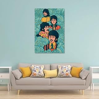 LUISAS Poster décoratif sur toile avec groupe de rock vintage The Beatles – 30 x 45 cm - Les Beatles, Paul McCartney, John Lennon, RIngo Starr, George Harrison LUISAS Poster décoratif sur toile avec groupe de rock vintage The Beatles - 30 x 45 cm – Image 2