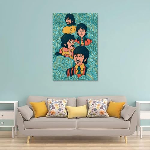 LUISAS Poster décoratif sur toile avec groupe de rock vintage The Beatles – 30 x 45 cm - Les Beatles, Paul McCartney, John Lennon, RIngo Starr, George Harrison LUISAS Poster décoratif sur toile avec groupe de rock vintage The Beatles - 30 x 45 cm – Image 3
