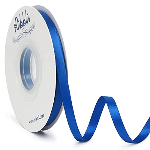 Ribbli Royal Blue Double Faced Satin Ribbon,1/4” x Continuous 25 Yards,Use for Bows Bouquet,Gift Wrapping,Baby Shower,Floral Arrangement