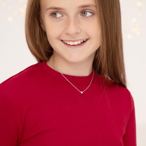 925 Sterling Silver Dainty Puffed Heart Little Girls & Teen Necklace 16" - Delicate Heart Necklaces For Young Girls - Elegant Pendant Necklace For Preteen Girls - Heart Necklaces For Little Girls2