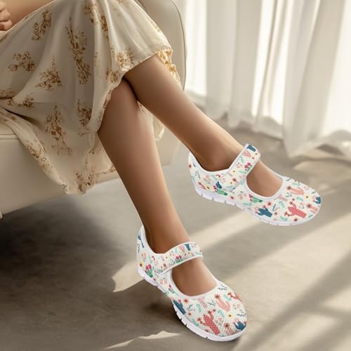 JoyLamoria Womens Slip on Fashion Mary Jane Shoes Retro Mushroom Painted Flats Causal Road Walking Shoes Non Slip Platform 6