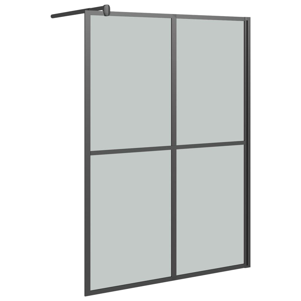 vidaXL Walk-in Shower Enclosure, Bathroom Wall Panel with Adjustable Supporting Bar, Shower Screen, Shower Wall, Black Frame Dark Tempered Glass