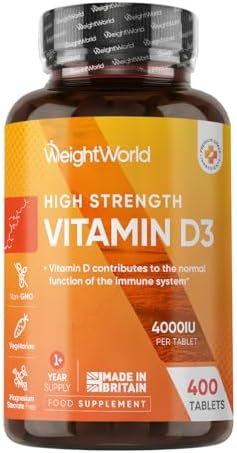 Vitamin D3 4000IU - 1+ Year Supply - 400 Tablets - Easy to Swallo...