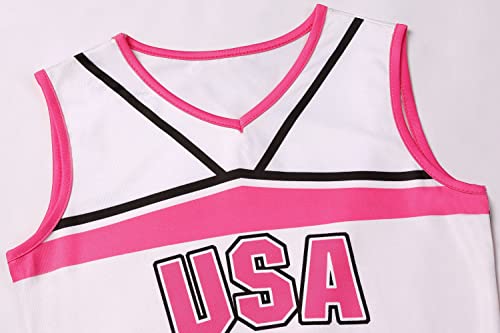 Gigoitly Cheerleading Costume For Girls Pink Cheerleader Outfit With Pom Poms For Girls’ Cheer Up Halloween Birthday Gifts thumb #2