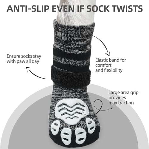 PUPTECK Meias antiderrapantes para cães com dois lados para cães médios e grandes, piso de madeira q