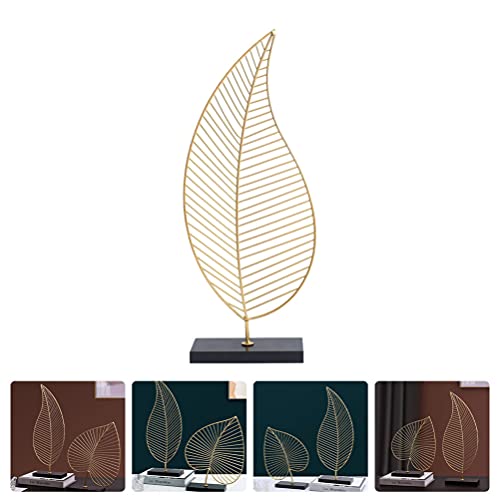 Gold Famous Modern Sculptures Leaf Sculpture Statue With Base Metal Leaf Sculpture Metal Palm Leaf Sculpture Desktop Leaf Decoration Iron Art Decoration 41X14Cm Rustic Home Decor #TOP6