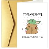 Cute Yoda Anniversary Card, Baby Yoda Wedding Anniversary Card for Husband Wife, Star Wars Card, The Mandalorian Card
