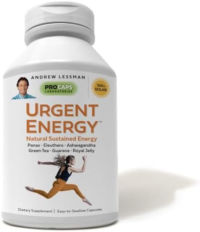 ANDREW LESSMAN Urgent Energy 60 cápsulas - Proporciona un medio seguro y saludable para mejorar los niveles de energía y la sensación de bienestar,