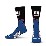 For Bare Feet NFL NEW YORK GIANTS Black Wave Crew Sock Team Color LARGE