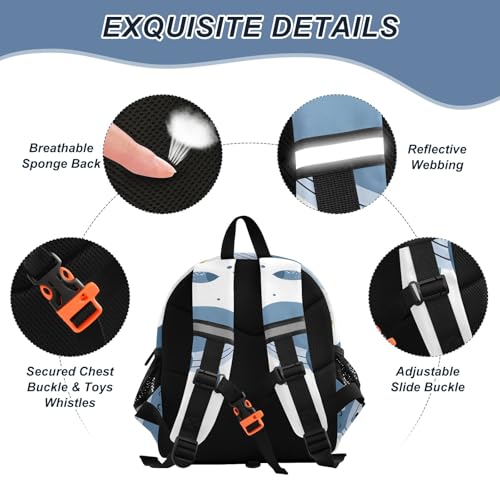 Kid's Backpack for Boys & Girls Toddler Bag Seamless Of Happy Whale Backpack with Safety Leash3