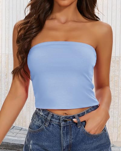 Image of Summer Tube Tops Basic Crop Tops for Women Strapless Tank Casual Tunics Sexy Short Shirts 2026