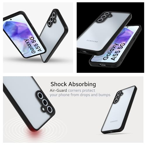 Image of KAPAVER Hybrid Series Back Cover Case Compatible with Galaxy A55 (PC+TPU) (Black)