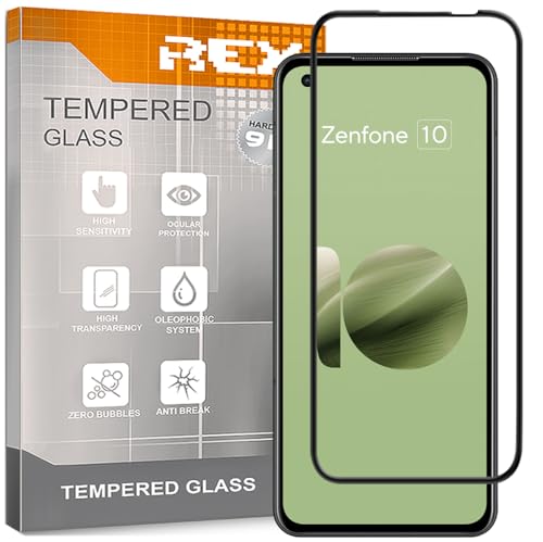 REY 2X Protector de Pantalla Curvo 3D para ASUS ZENFONE 9 - ZENFONE 10, Negro, Protección Completa, 3D / 4D / 5D
