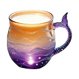 Rrlihjgu Taza de - Elegante Embosaje - Taza De Vidrio Temática De Cola De,para Casa Camping Dormitorio Hotel Apartamento Café Chocolate Té Leche