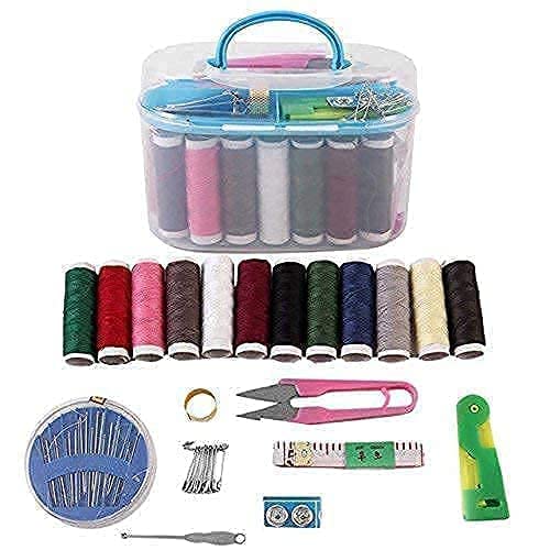 SHOPECOM(1 pc) Double Layer Small Portable Travel Sewing Kits Box with Color Needle Threads Scissor pin Hand Work Sewing Box Handwork Sewing Accessories-image-41