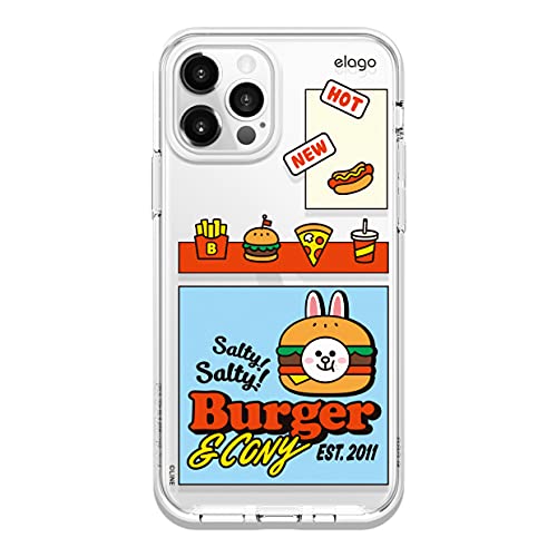 Elago L Line Friends Burger Time Hybrid Case Compatible With Iphone 12, Compatible With Iphone 12 Pro 6.1 Inch, Full Body Protection (Screen & Camera Protection) [Official Merchandise] (Cony) #TOP6