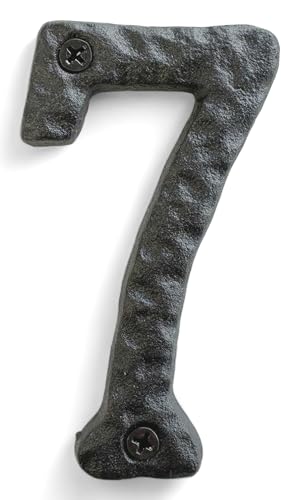 NACH JS-RN4-7 Rustic Cast Iron House Numbers, 4 Inch, Black