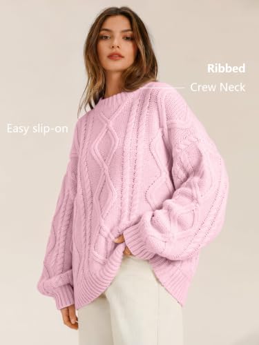 Image of Trendy Queen Women's Oversized Cable Knit Sweaters 2026 Fall Outfits | Quiet Luxury Style, Chunky Knit Texture, Winter Holiday Outfit, Easy Layering Piece, Fall Fashion Staple
