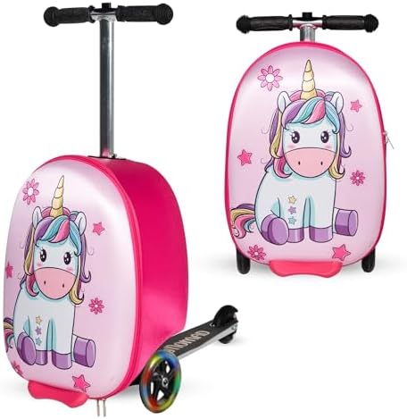 Unicorn Ride-On Scooter Suitcase for Kids - Fun Travel Companion ...