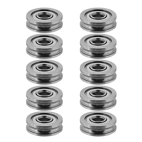 Tyenaza U Groove Pulley Bearing, 10 Pcs Metal U-Groove Sealed Guide Wheel Pulley Rail Ball Bearing U604ZZ 4 * 13 * 4mm f