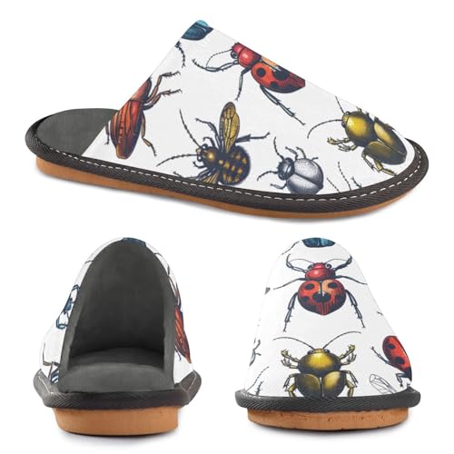 Slippers for Women Insects Pattern Print Artwork Design Soft Fuzzy Women's Slippers Indoor and Outdoor Shoes2