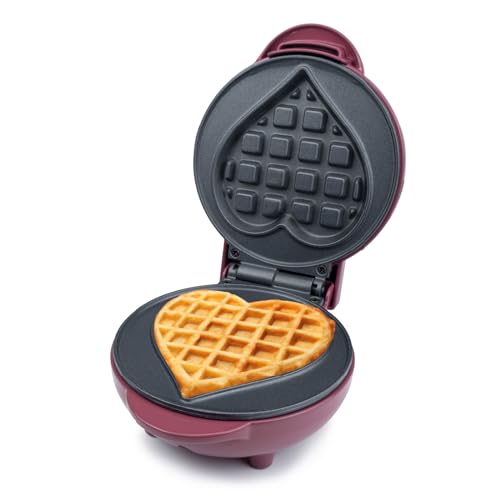 Korona 41006 Mini-Herzwaffeleisen | Belgische Waffel in Herzform ca. 9,5 cm | Für Zwischendurch, Party oder Kindergeburtstag | Geeignet für Waffeln am Stiel | Retro-Design | 550 Watt max.